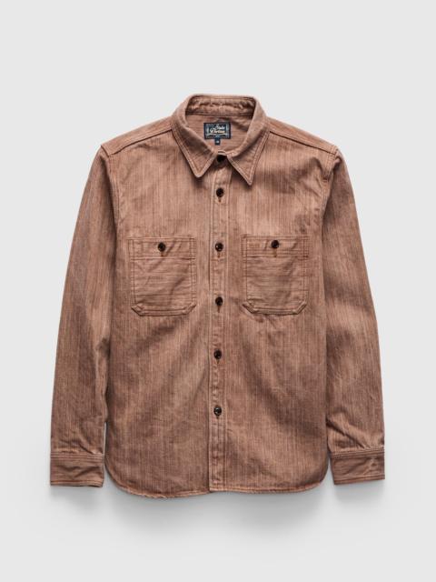 Studio D'Artisan "Kaki-Kyoku" Heavyweight Denim Work Shirt in Red Persimmon