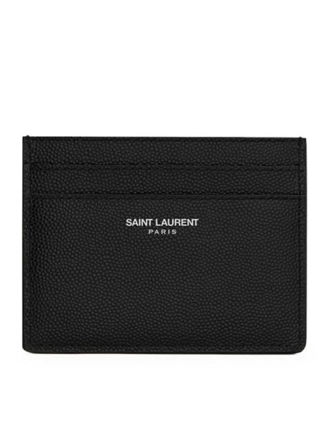 SAINT LAURENT Saint Laurent Men Saint Laurent Paris Black Textured Leather Credit Card Holder