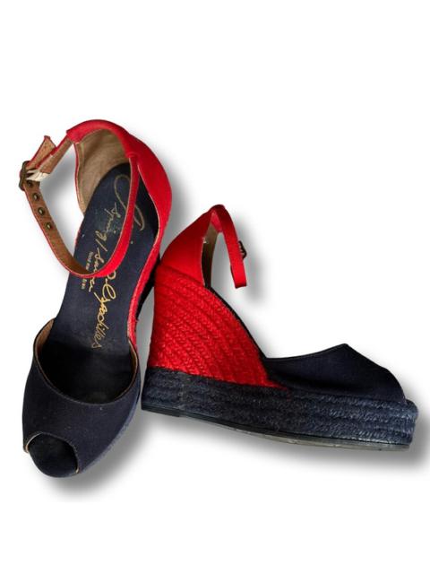 Other Designers Red and Blue Wedge Espadrilles