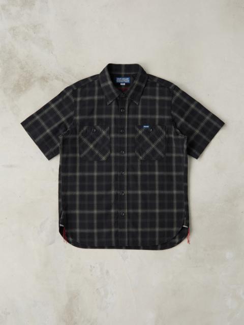 Iron Heart 419-BLK - Short Sleeved Work Shirt - 5oz Selvedge Madras Black Check