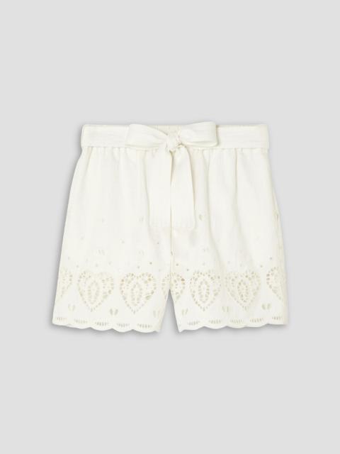 Stella McCartney Belted broderie anglaise woven shorts