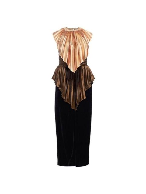 GUCCI Colorblock Plisse Cape Dress