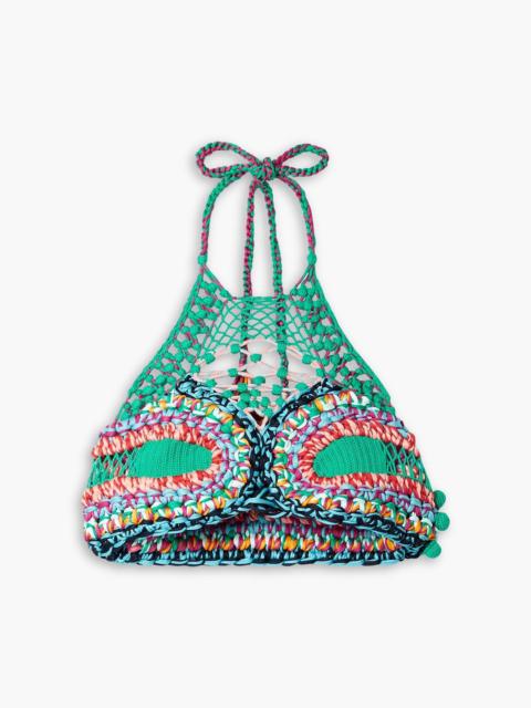 Etro Cropped open-back crocheted halterneck top