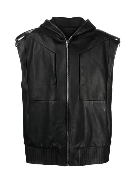 Rick Owens LIDO SLEEVELESS HOODED LEATHER JACKET