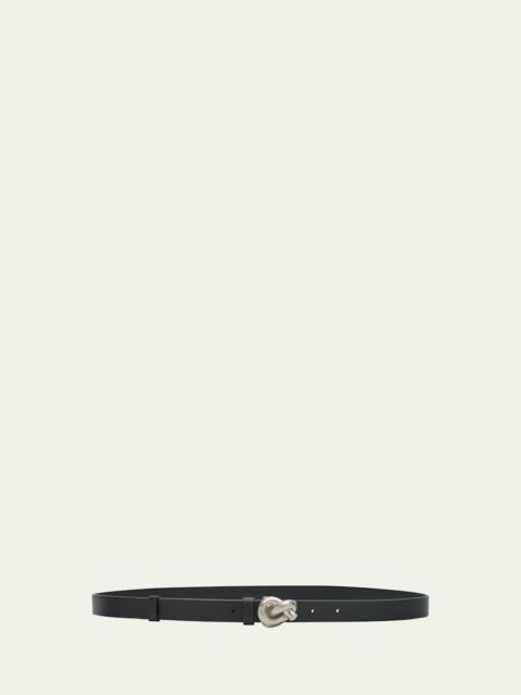 Bottega Veneta Brass Knot Skinny Leather Belt