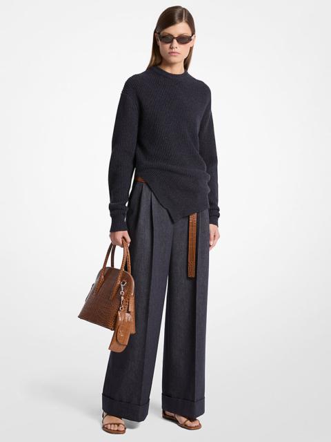 MICHAEL KORS COLLECTION Ribbed Cashmere Bias Hem Sweater
