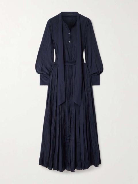 Lisa crinkled silk-habotai maxi dress Navy
