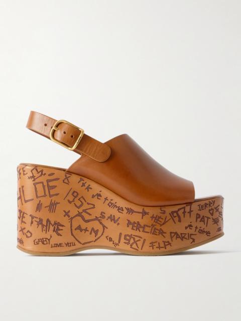 Chloé Maxime Leather Platform Wedge Sandals