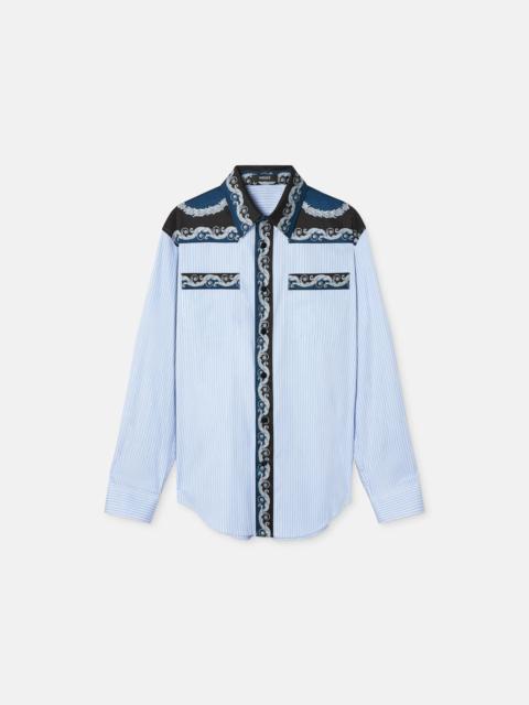 VERSACE Printed Striped Cotton-Poplin Shirt