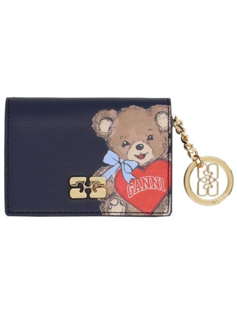 GANNI LEATHER JOY BEAR CARD CASE