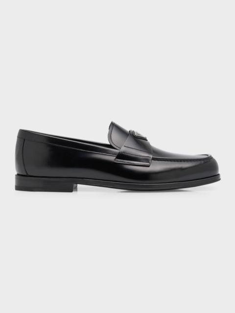 Men's Enameled Logo Leather Penny Loafers