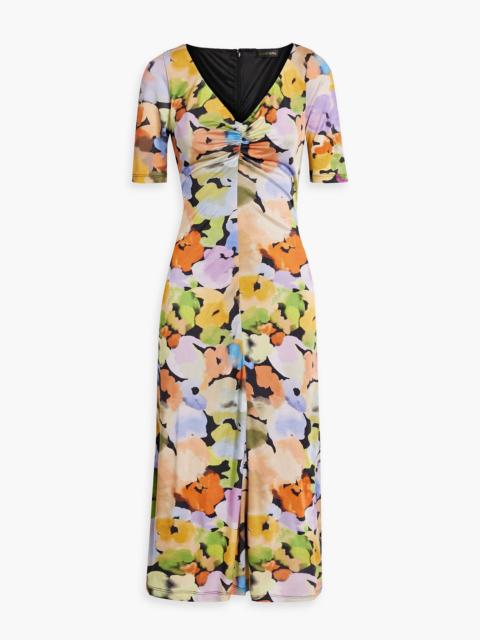 STINE GOYA Jose ruched floral-print satin-jersey midi dress