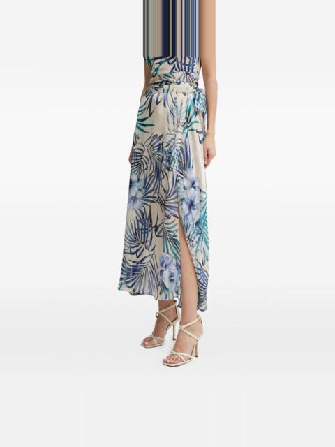 New Romana tropical-print wrap maxi skirt