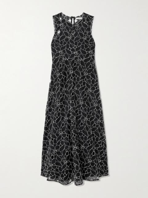 ULLA JOHNSON Kiana Cutout Embroidered Cotton-organdy Midi Dress
