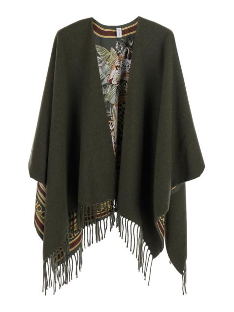 FERRAGAMO Ferragamo Women Green Cape With Elegant Leather Details For Women