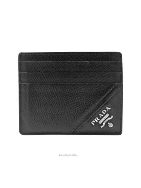 Prada Prada Logo Card Holder Wallet - Black Saffiano Leather