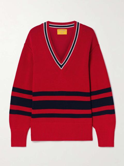 Striped knitted cotton sweater