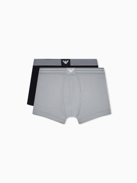 EMPORIO ARMANI TWO-PACK OF ASV LOGO LABEL ORGANIC JERSEY BOXER BRIEFS