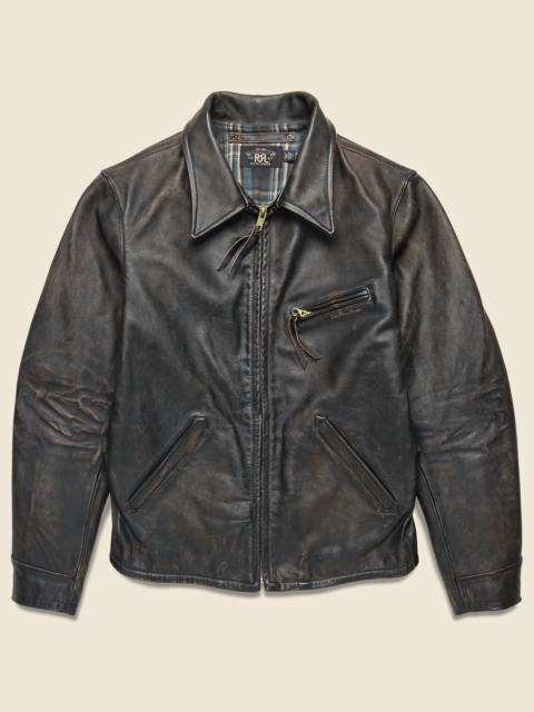 RRL by Ralph Lauren Lynton Moto Jacket - Black Over Brown
