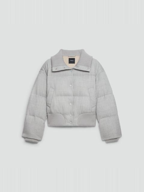 Theory Collared Puffer Jacket in Stretch Flannel