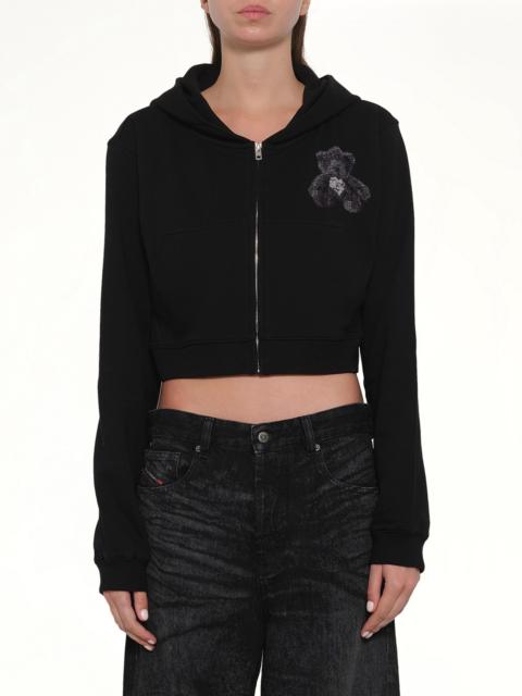 We11done Teddy Bear Zip-Up Slim-Fit Hoodie in Black