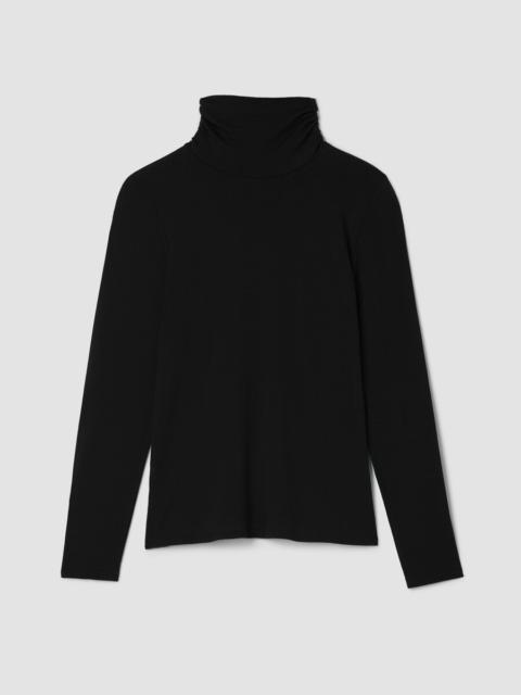 EILEEN FISHER Sheer Cotton Blend Knit Turtleneck Top