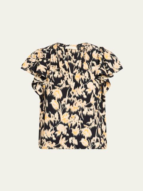 ULLA JOHNSON Lilo Flutter-Sleeve Blouse
