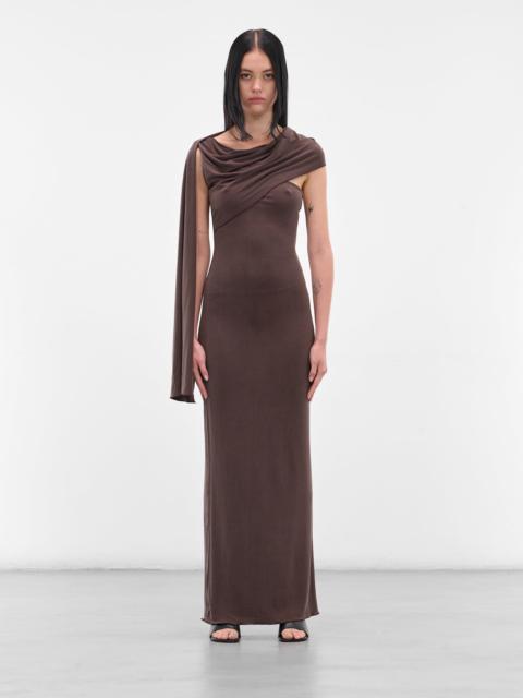AYA MUSE Brown Cedar Scarf Maxi Dress