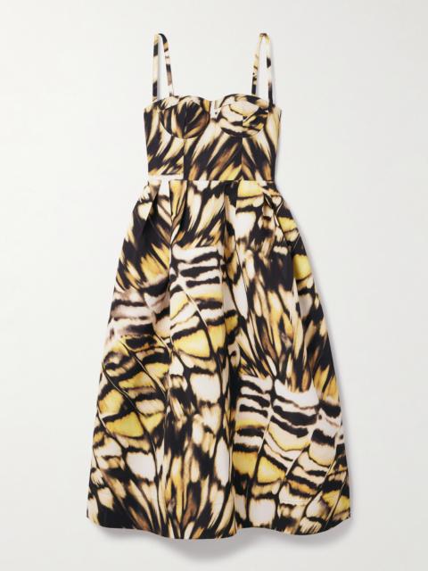 Oscar de la Renta Printed Faille Midi Dress
