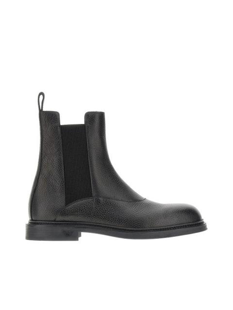 EMPORIO ARMANI Emporio Armani Grained Leather Chelsea Boots Black