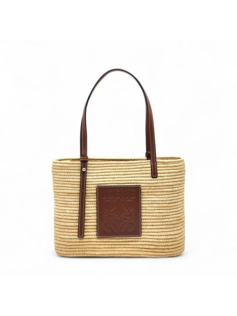 Loewe Anagram Medium Woven Raffia Leather Tote Bag – New