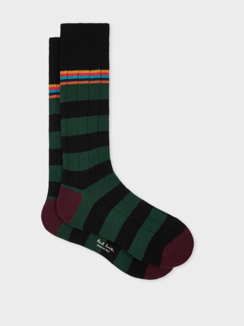 Paul Smith Dark Green 'Artist Stripe' Colourblock Socks