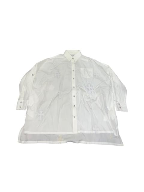 Chrome Hearts Mahal Kita white leather cross patch button up shirt