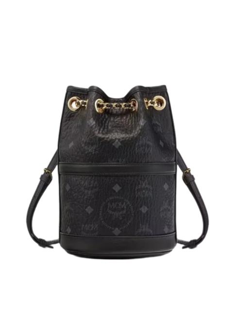 Mcm Aren Chain Leather Bucket Bag - Black