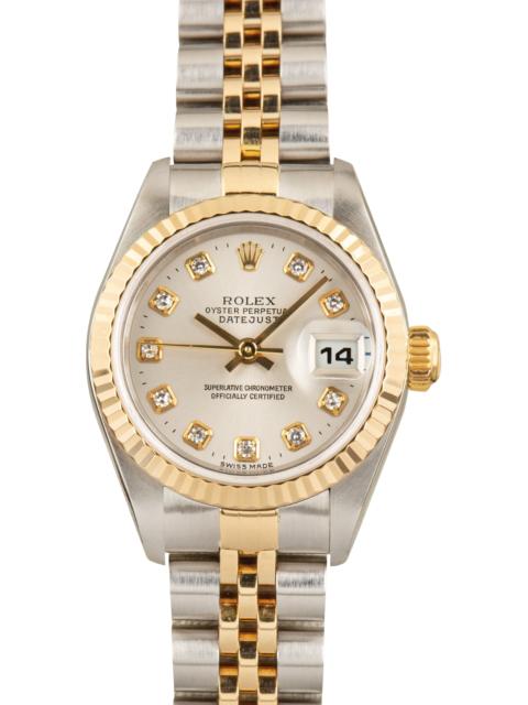 ROLEX Pre-Owned Lady Rolex Datejust Ref 179173 Silver Diamond Dial