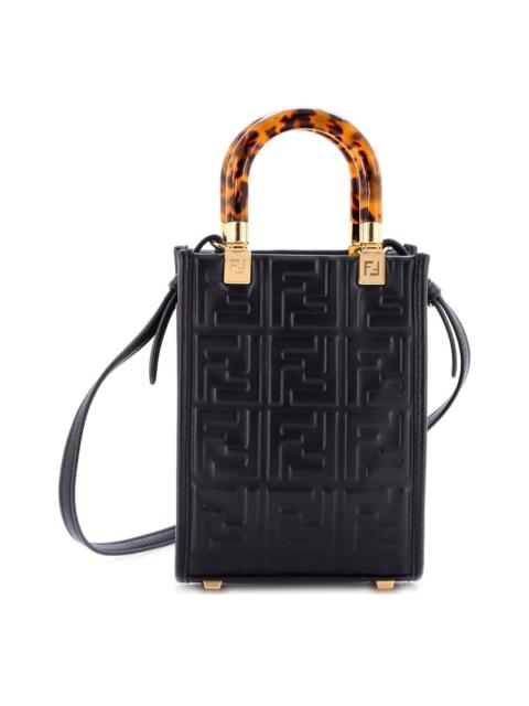 FENDI FENDI Black Sheep Leather Sunshine Shopper Tote Zucca Embossed Mini (Authentic
Pre-Loved)