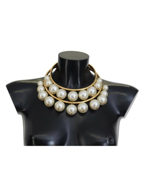 Dolce & Gabbana Dolce & Gabbana Elegant Faux Pearl Embellished Gold Choker