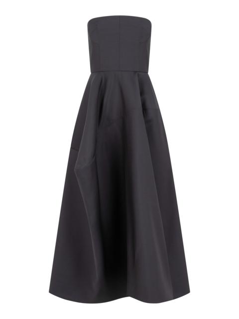 HEIRLOME Karla Voluminous Silk-Wool Strapless Dress blue