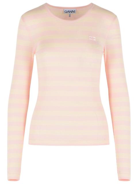 GANNI Ganni Pink Stretch Cotton T-Shirt Women