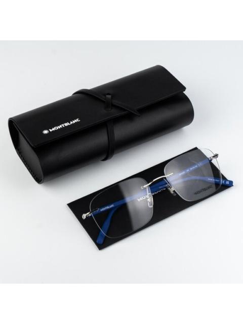 Montblanc Montblanc Men Eyeglasses Silver Blue Rectangle MB0222O 009 NEW AUTHENTIC