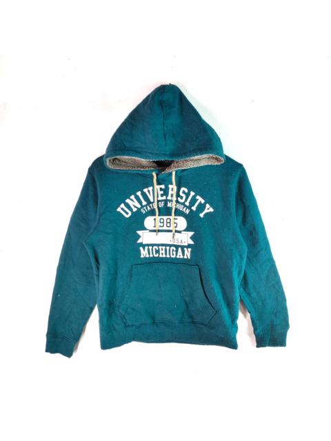 Other Designers Designer - MICHIGAN UNIVERSITY 1985 Big Print Hoodie Sweatshirt