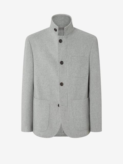 CORNELIANI Pale melange grey pure wool beaver jacket