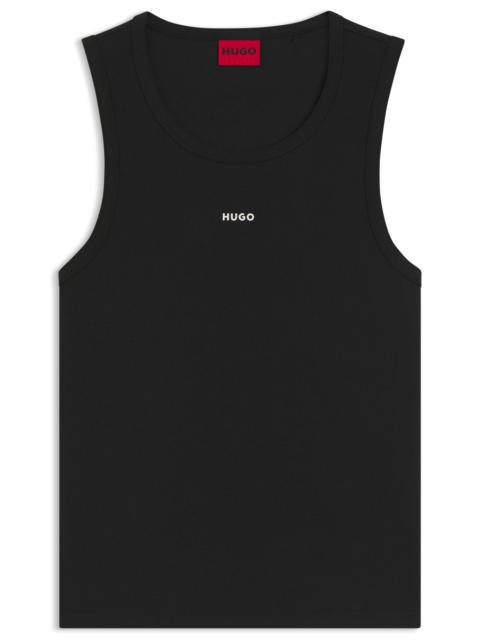 HUGO CONTRAST-LOGO SLIM-FIT TANK TOP IN STRETCH COTTON