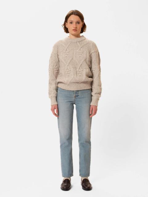 Nudie Jeans Elsa Cable Knit Oat Women's Ribbed Cable Sweater
