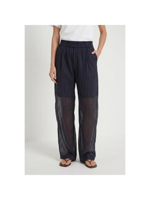 Brunello Cucinelli Brunello Cucinelli Navy Striped Wide Trousers