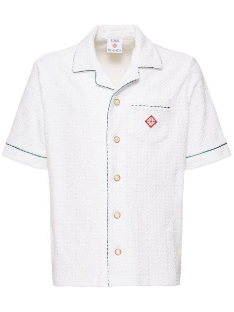 Unisex open collar toweling shirt