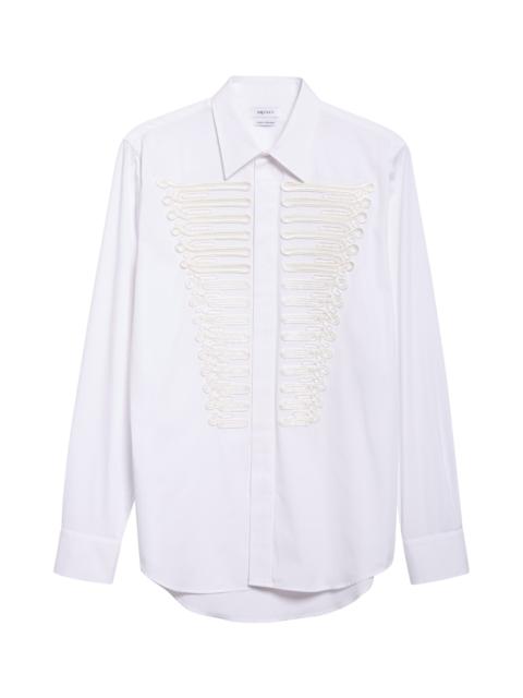 Alexander McQueen McQueen Ceremonial Soutache Embellished Cotton Poplin Button-Up Shirt in Optical White at Nordstrom