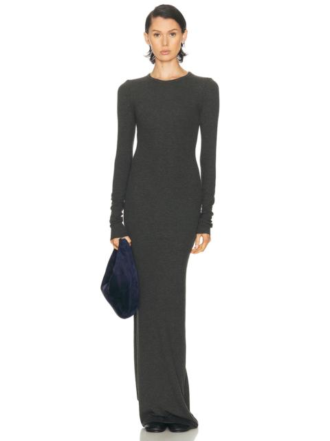 ÉTERNE Long Sleeve Crewneck Butter Rib Maxi Dress