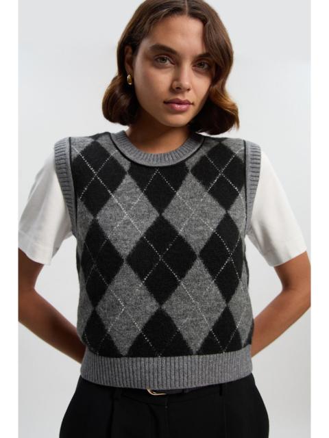 KAREN MILLEN Argyle Alpaca Blend Knitted Tank Top