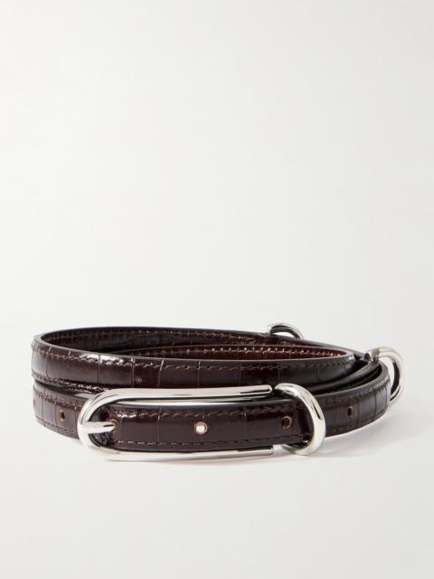 Liffner Three Keeper Croc-effect Leather Belt